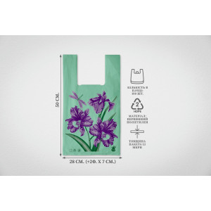 Майка з малюнком 28х50х13 "Ірис", Зелений (100 шт./пачка)